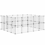 Huisdierenkooi met deur 36 panelen 35x35 cm staal zwart - Afbeelding 7