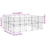 Huisdierenkooi met deur 36 panelen 35x35 cm staal zwart - Afbeelding 9
