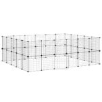 Huisdierenkooi met deur 44 panelen 35x35 cm staal zwart - Afbeelding 2