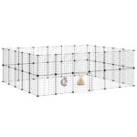 Huisdierenkooi met deur 44 panelen 35x35 cm staal zwart - Afbeelding 3