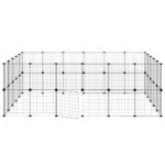 Huisdierenkooi met deur 44 panelen 35x35 cm staal zwart - Afbeelding 5