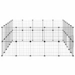 Huisdierenkooi met deur 44 panelen 35x35 cm staal zwart - Afbeelding 6