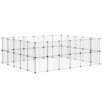 Huisdierenkooi met deur 44 panelen 35x35 cm staal zwart - Afbeelding 7