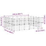 Huisdierenkooi met deur 44 panelen 35x35 cm staal zwart - Afbeelding 9