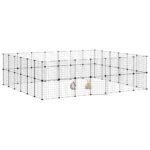 Huisdierenkooi met deur 52 panelen 35x35 cm staal zwart – Image 3
