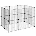 Huisdierenkooi met deur 20 panelen 35x35 cm staal zwart - Afbeelding 4