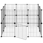 Huisdierenkooi met deur 20 panelen 35x35 cm staal zwart - Afbeelding 5
