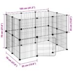 Huisdierenkooi met deur 20 panelen 35x35 cm staal zwart - Afbeelding 9
