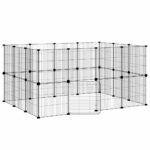 Huisdierenkooi met deur 28 panelen 35x35 cm staal zwart – Image 2