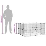 Huisdierenkooi met deur 28 panelen 35x35 cm staal zwart – Image 10
