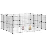 Huisdierenkooi met deur 36 panelen 35x35 cm staal zwart - Afbeelding 3