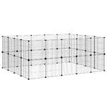 Huisdierenkooi met deur 36 panelen 35x35 cm staal zwart - Afbeelding 4