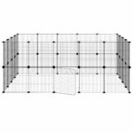 Huisdierenkooi met deur 36 panelen 35x35 cm staal zwart - Afbeelding 5