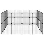 Huisdierenkooi met deur 36 panelen 35x35 cm staal zwart - Afbeelding 6