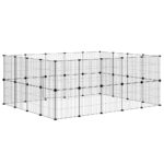 Huisdierenkooi met deur 36 panelen 35x35 cm staal zwart - Afbeelding 7