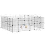 Huisdierenkooi met deur 44 panelen 35x35 cm staal zwart - Image 3