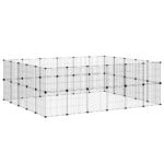 Huisdierenkooi met deur 44 panelen 35x35 cm staal zwart - Image 4