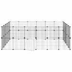 Huisdierenkooi met deur 44 panelen 35x35 cm staal zwart - Image 5