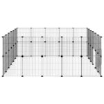 Huisdierenkooi met deur 44 panelen 35x35 cm staal zwart - Image 6
