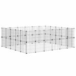 Huisdierenkooi met deur 44 panelen 35x35 cm staal zwart - Image 7