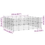 Huisdierenkooi met deur 44 panelen 35x35 cm staal zwart - Image 9