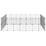 Huisdierenkooi met deur 52 panelen 35x35 cm staal zwart – Image 5