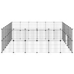Huisdierenkooi met deur 52 panelen 35x35 cm staal zwart – Image 6