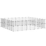 Huisdierenkooi met deur 60 panelen 35x35 cm staal zwart – Image 2