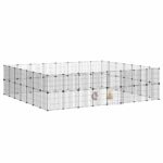 Huisdierenkooi met deur 60 panelen 35x35 cm staal zwart – Image 3
