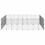 Huisdierenkooi met deur 60 panelen 35x35 cm staal zwart – Image 5