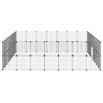 Huisdierenkooi met deur 60 panelen 35x35 cm staal zwart – Image 6