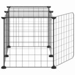Huisdierenkooi met deur 8 panelen 35x35 cm staal zwart – Image 5
