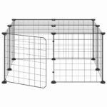 Huisdierenkooi met deur 12 panelen 35x35 cm staal zwart - Afbeelding 4