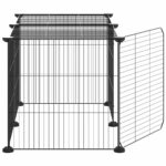 Huisdierenkooi met deur 8 panelen 35x35 cm staal zwart – Image 5