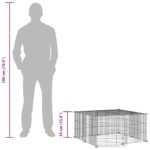Huisdierenkooi met deur 12 panelen 35x35 cm staal zwart - Afbeelding 9