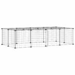 Huisdierenkooi met deur 20 panelen 35x35 cm staal zwart - Afbeelding 2