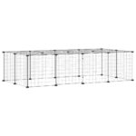 Huisdierenkooi met deur 20 panelen 35x35 cm staal zwart - Afbeelding 3