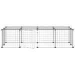 Huisdierenkooi met deur 20 panelen 35x35 cm staal zwart - Afbeelding 4