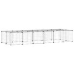 Huisdierenkooi met deur 28 panelen 35x35 cm staal zwart - Image 2