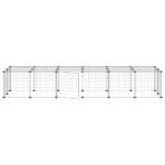 Huisdierenkooi met deur 28 panelen 35x35 cm staal zwart - Image 4