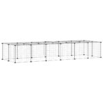 Huisdierenkooi met deur 28 panelen 35x35 cm staal zwart - Image 6