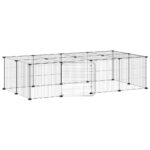 Huisdierenkooi met deur 20 panelen 35x35 cm staal zwart - Afbeelding 2