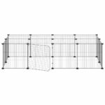 Huisdierenkooi met deur 20 panelen 35x35 cm staal zwart - Afbeelding 4