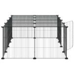 Huisdierenkooi met deur 20 panelen 35x35 cm staal zwart - Afbeelding 5