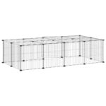 Huisdierenkooi met deur 20 panelen 35x35 cm staal zwart - Afbeelding 6