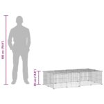 Huisdierenkooi met deur 20 panelen 35x35 cm staal zwart - Afbeelding 9