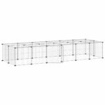 Huisdierenkooi met deur 28 panelen 35x35 cm staal zwart - Afbeelding 2