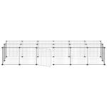 Huisdierenkooi met deur 28 panelen 35x35 cm staal zwart - Afbeelding 4