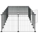 Huisdierenkooi met deur 28 panelen 35x35 cm staal zwart - Afbeelding 5