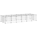 Huisdierenkooi met deur 28 panelen 35x35 cm staal zwart - Afbeelding 6